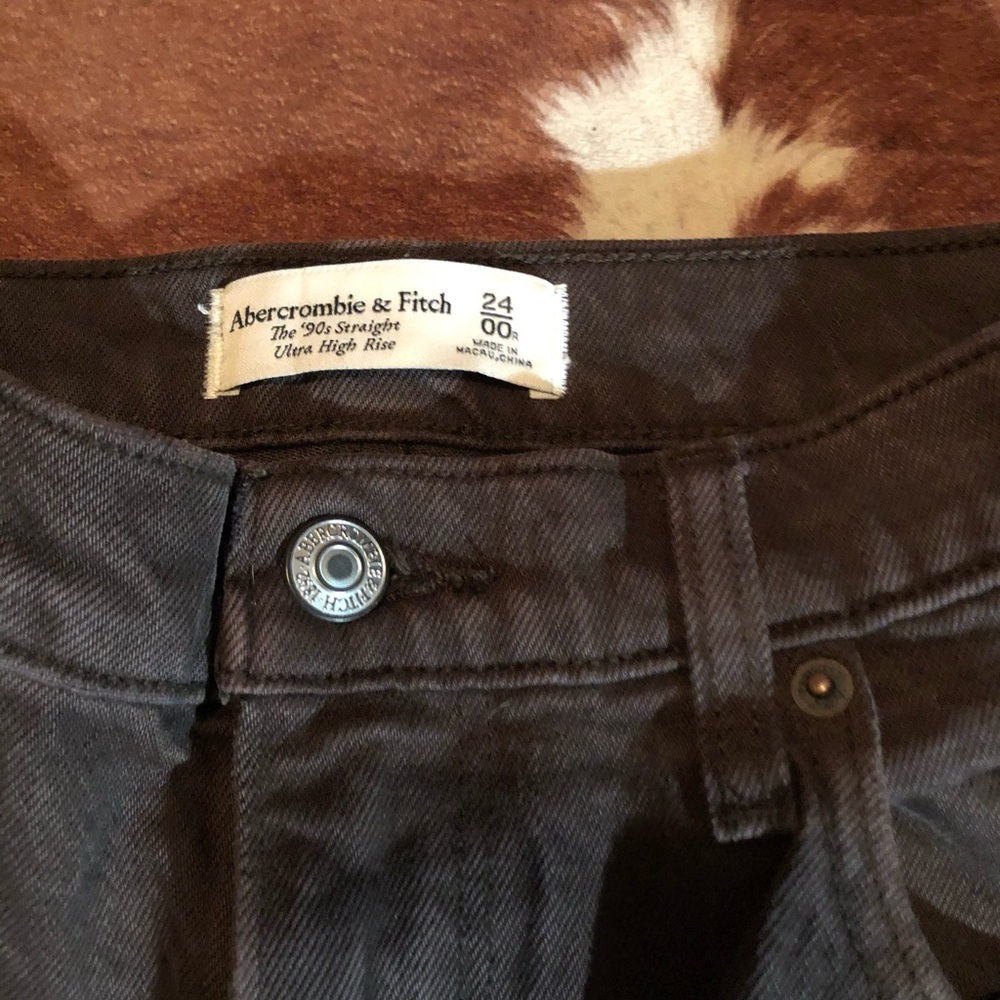 Abercrombie and Fitch the 90s Straight High Rise Chocolate Brown Jeans Size 24 - Picture 4 of 5